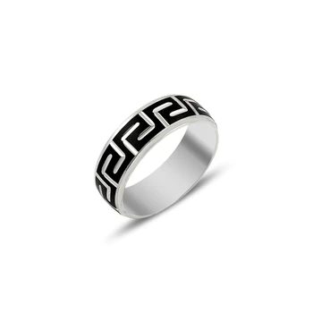 

Silver 925 Sterling Grecian Pattern Wedding Ring