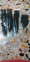 Extensiones con ondas al agua dulces, 3 mechones con cierre de encaje 100% cabello indio ondulado extensiones de cabello humano no Remy con cierre