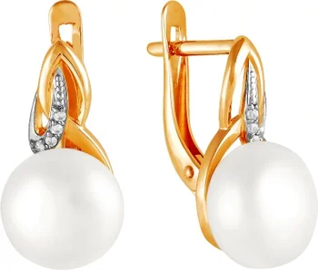 

Примаэксклюзив earrings with pearls and cubic zirconia in red gold