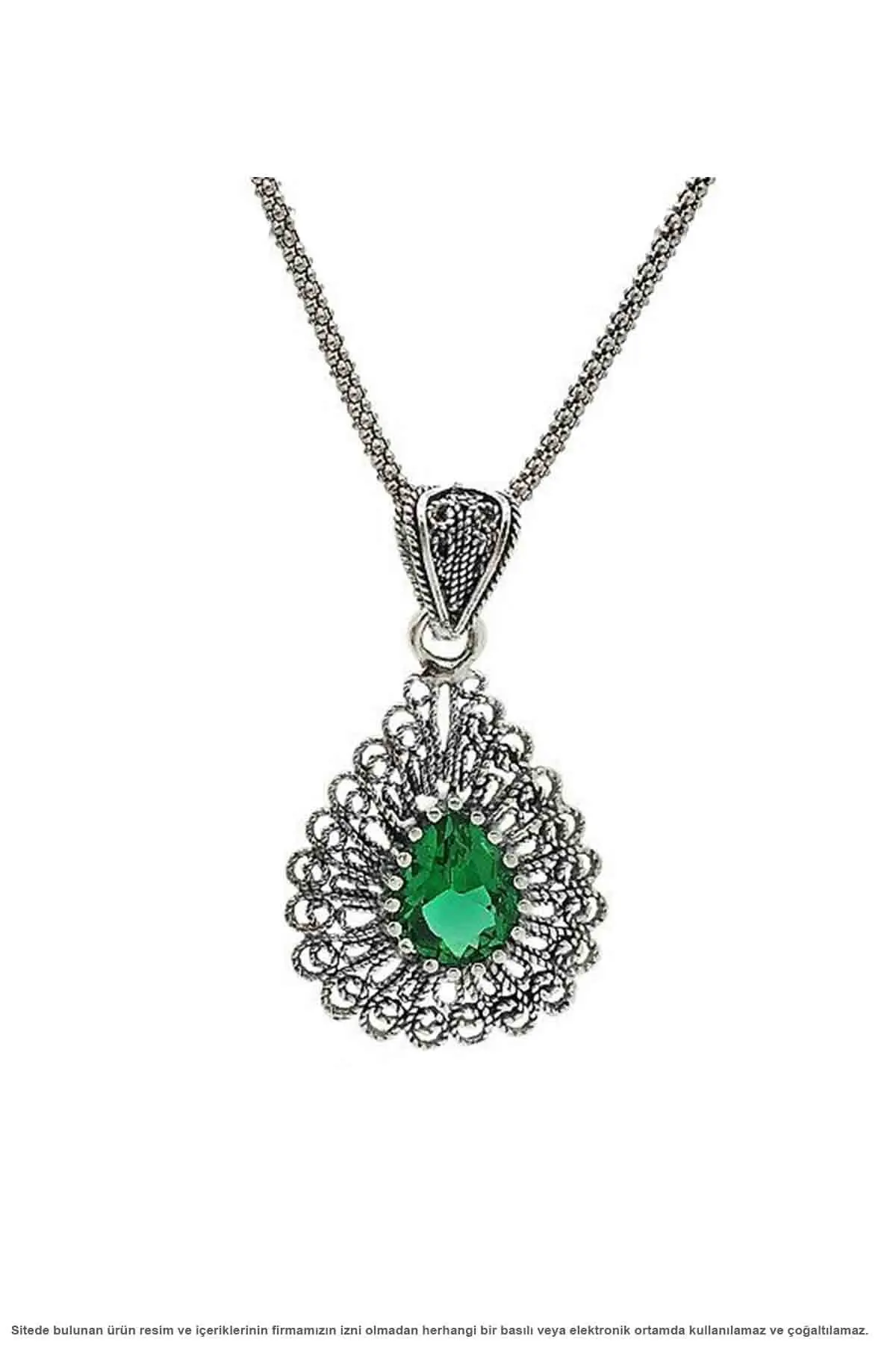 

Silver Filigree Jade Stone Women Necklace