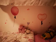 [shijuekongjian] Cartoon Girl Moon Wall Stickers DIY Balloon Mural Decals for Kids Rooms