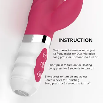 Soft Silicone Vibrators Sex Toys for Woman Vagina Massager Heating Thrusting Stimulator Dicks Clitoris G-spot Dual Vibration 6
