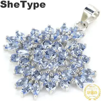 

34x26mm 2019 European Style 2.9g Created Violet Tanzanite Wedding Ladies 925 Solid Sterling Silver Pendant
