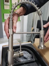 Grifos de latón para fregadero de cocina, escobilla, Palanca única, resorte extraíble, mezcladores, agua fría y caliente, grúa 9009