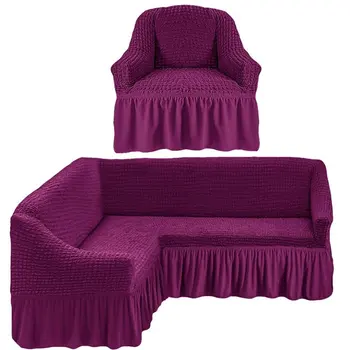 

Cover for corner sofa and one armchair, purple