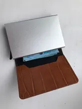 Bycobecy de tarjeta de crédito titular de la cartera de las mujeres de los hombres de Metal RFID Vintage bolso de cuero de poliuretano Crazy Horse Banco titular de caso