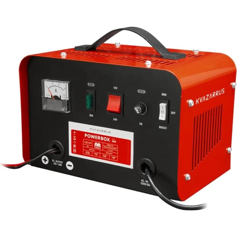 Пуско-зарядное устройство KVAZARRUS PowerBox 30M (400 А/ч; 30 А; амперметр; ускоренная зарядка; ручка для переноски)