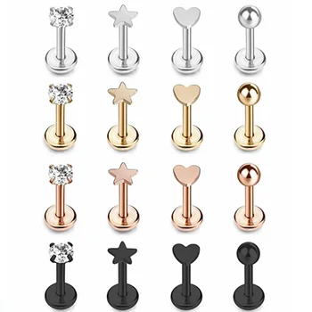 

1Piece Heart Labret Lip Piercing Jewelry Pentagram Labret Stud Lip Piercing Cartilage Earring Tragus Piercing Helix Lip Ring
