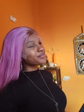 Preferred-Peluca de cabello humano ombré rosa para mujer, peluca con malla frontal Lisa morada con pelo de bebé, pelucas de encaje transparente Remy brasileño para mujer