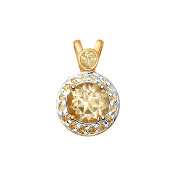 

Sokolov pendant in Gold with Swarovski Crystals Topaz and yellow Swarovski zirconia, fashion jewelry, gold, 585, women's male, pendants for neck women