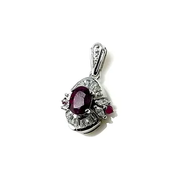 

Pendant Silver law 925m 15mm. Stone ruby color [AA7957]