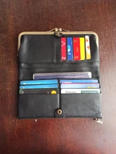Unishow-cartera de piel auténtica con Clip largo para mujer, bolso de mano de marca de diseñador, de cuero de vaca, para teléfono