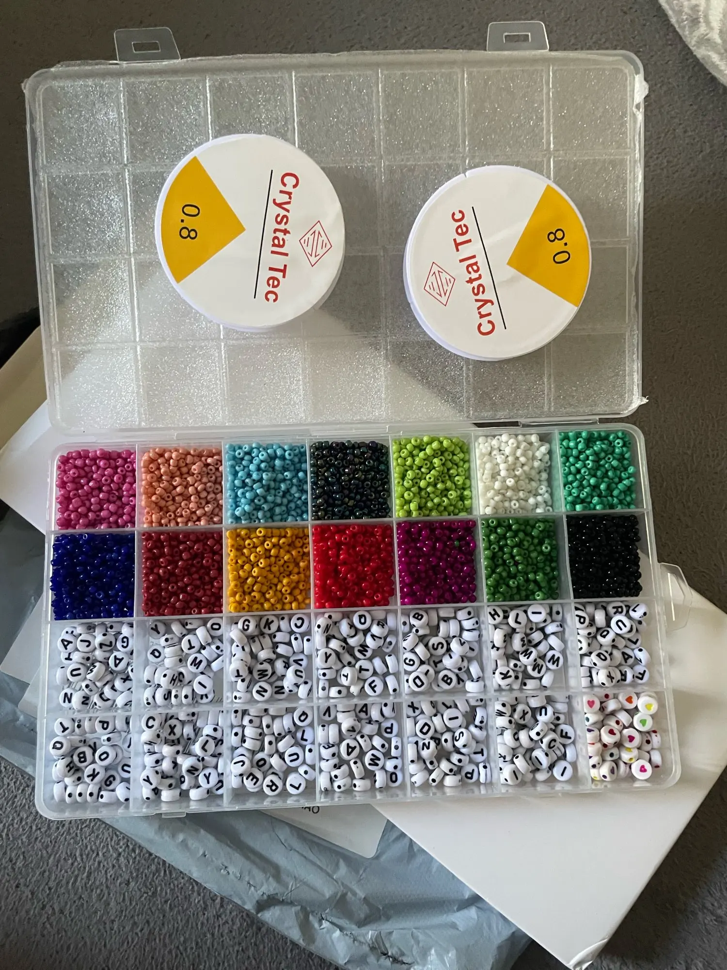 5000Pcs Beads Kit, m Glass Seed Beads, Alphabet Letter Beads and