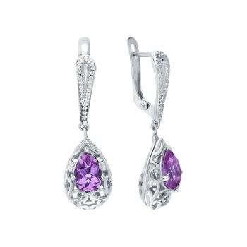 

Silver earrings with alexite and cubic zirconia sunlight sample 925