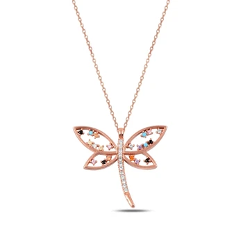 

KUTAYDAN Zircon Stone Dragonfly Pendant 925 Sterling Silver