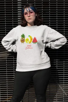 

Angemiel Wear Hello Summer Tropical White Women Sweatshirts