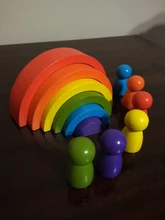 Juguetes de madera Montessori para niños, bloques de arcoíris, edificio creativo, Juguetes educativos de aprendizaje temprano, regalos de Año Nuevo
