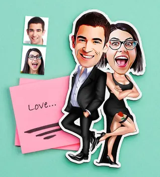 

Personalized Valentine Caricature Of Wooden Magnet-6