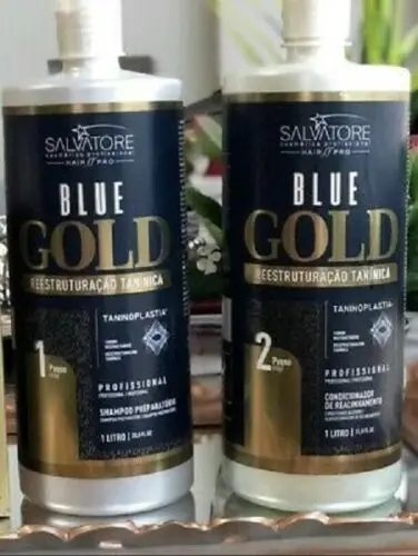 Blauw Goud Systeem Tanino Haar Herstructurering Behandeling Kit 2x1L - Salvatore