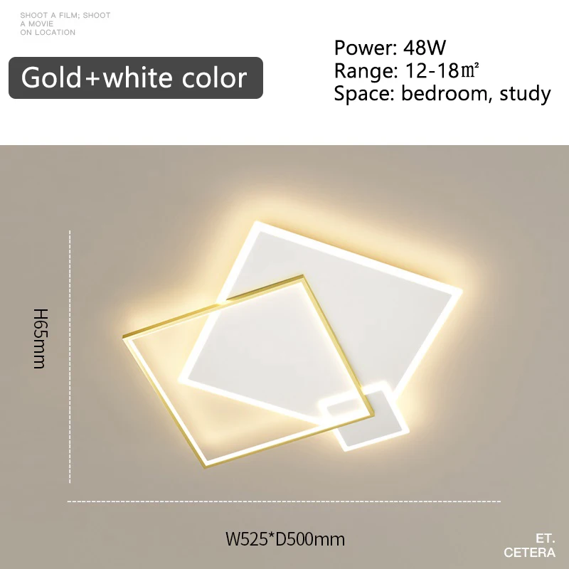 Modern LED Ceiling Lamp For Living Room Bedroom Dining Room Kitchen Lounge Gold Square Design Remote Control Chandelier Light glass chandelier Chandeliers