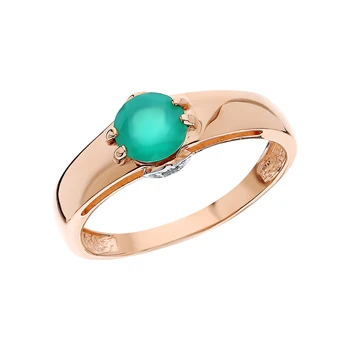 

Gold ring with cubic zirconia and agate sunlight sample 585 test