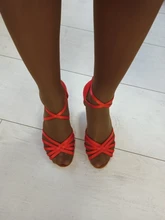 Zapatos de salón de baile latino para mujeres/niñas/señoras, Tango y Salsa, tacón alto, satén, Blanco PU, rojo, profesional, nuevo