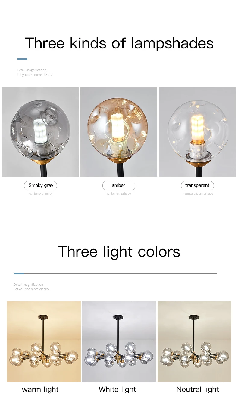 chandelier ceiling light Nordic Glass Chandelier For Living Room Modern Bedroom Loft Kitchen Hanging Ceiling Lamps Transparent Bulb Indoor Light Fixtures bubble chandelier