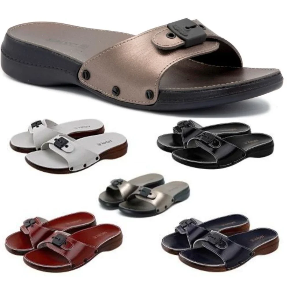 

2024 Women Slippers Ceyo Single Buckle Casual Flat Sandals Home Street Adult Colors Faux Leather Summer Winter Solid Flat women