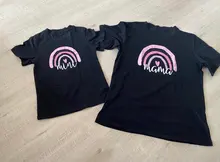 Camiseta a juego con estampado de Arco Iris para madre e hija, camiseta de manga corta con apariencia familiar, ropa de madre e hija, 1 unidad