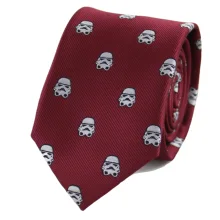 Microfiber Jacquard White Helmet Pattern Burgundy Necktie Movie Theme Tie Father's Day Birthday Gift Tie