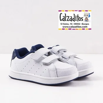 

Unisex sports leather white with blue accents Navy, Conguitos