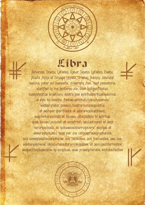 Древний свиток Ангел знак зодиака Весы wicca pagan Печать Искусство ведьма magick runes |