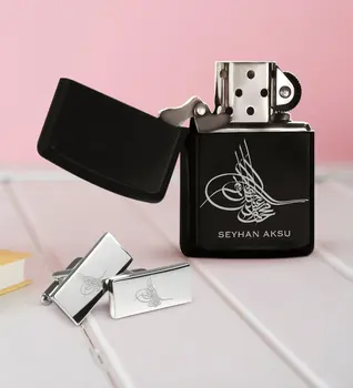 

Personalized Tuğralı Rectangle Cufflinks Lighter Set-1