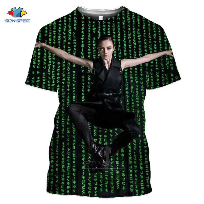 

SONSPEE Anime 3D Print Movie T Shirt Women The Matrix T-shirt Summer Kids Punk Harajuku Casual Top Funny T Shirts Homme Tshirt