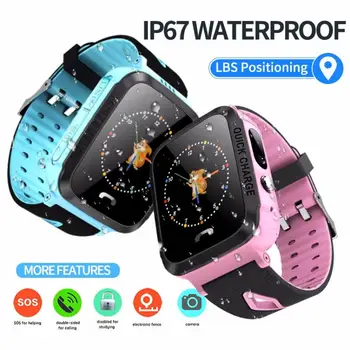 

V5 SOS LBS Positioning Waterproof Kids Phone Smart Bracelet IP67 1.44IN Screen Smart Band Micro USB Port Silicone Watch Band