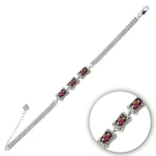 Серебряный 925 пробы браслет с цирконием