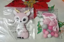Juego de cuentas de silicona para dentición de roedores, sin BPA, Fox Rabbit, accesorios para manualidades, Clips de cadena de chupete, collar para niños, 1 Set