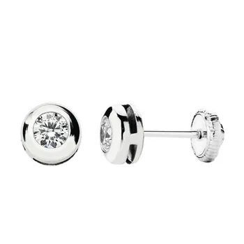 

Earrings 18k white gold chatón cubic zirconia 5.5-6mm. Screw clasp girl