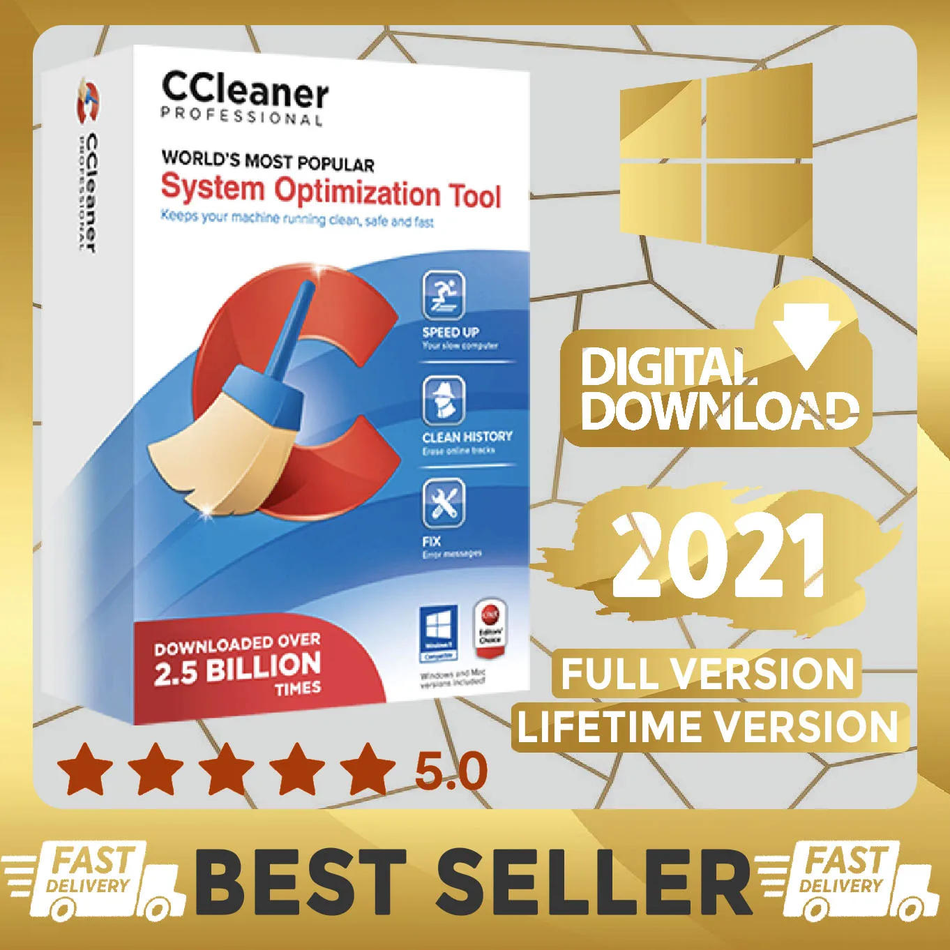 Limpiador profesional Plus 5 2021, versión completa y reciente, para Windows