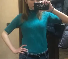 Knitted Sweater Shirts Pullover Spring Half-Sleeve Women Casual-Base Basic Korea New