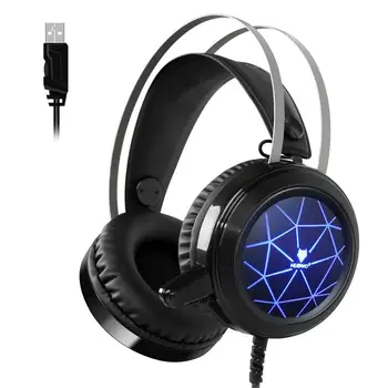 

Wired Gamer Headset Gaming Headphones Stereo Sound Over Ear Earphone Three Inserts With Mic LED Colorful Light For PC Laptop