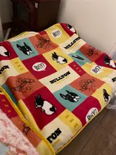 100x75cm Warm Pet Dog Beds Mat Covers Thickened Fleece Bulldog Printed Blanket for Dogs