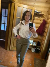 Turtleneck Blouse Puff-Sleeve White Shirt Ladies Top OOTN Office Elegant Casual Solid