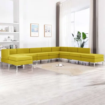 

9 PCs yellow sofa fabric sofa Set
