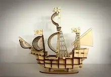 Laser Cutting DIY Sailing Ship Train Airplane Toys 3D Wooden Puzzle Toy Assembly Model