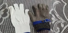 Guantes anticorte de acero inoxidable, para carne, pescado, cangrejo, Oya, anticorte, Metal antiencuadernación, guantes de hierro, blanco