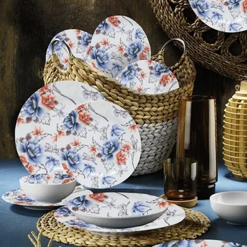 

Kutahya has Porcelain 6 Seater Dining Set Blue Rose 24 Piece