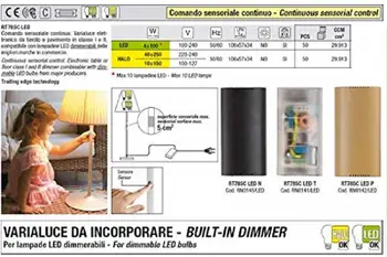 

RELCO RT78SC LED 4-100W HALO 40-250W TRANSPARENT VARIATOR TOUCH OPERATION CUTTING PHASE LAMPS VOLTAGE NETWORK