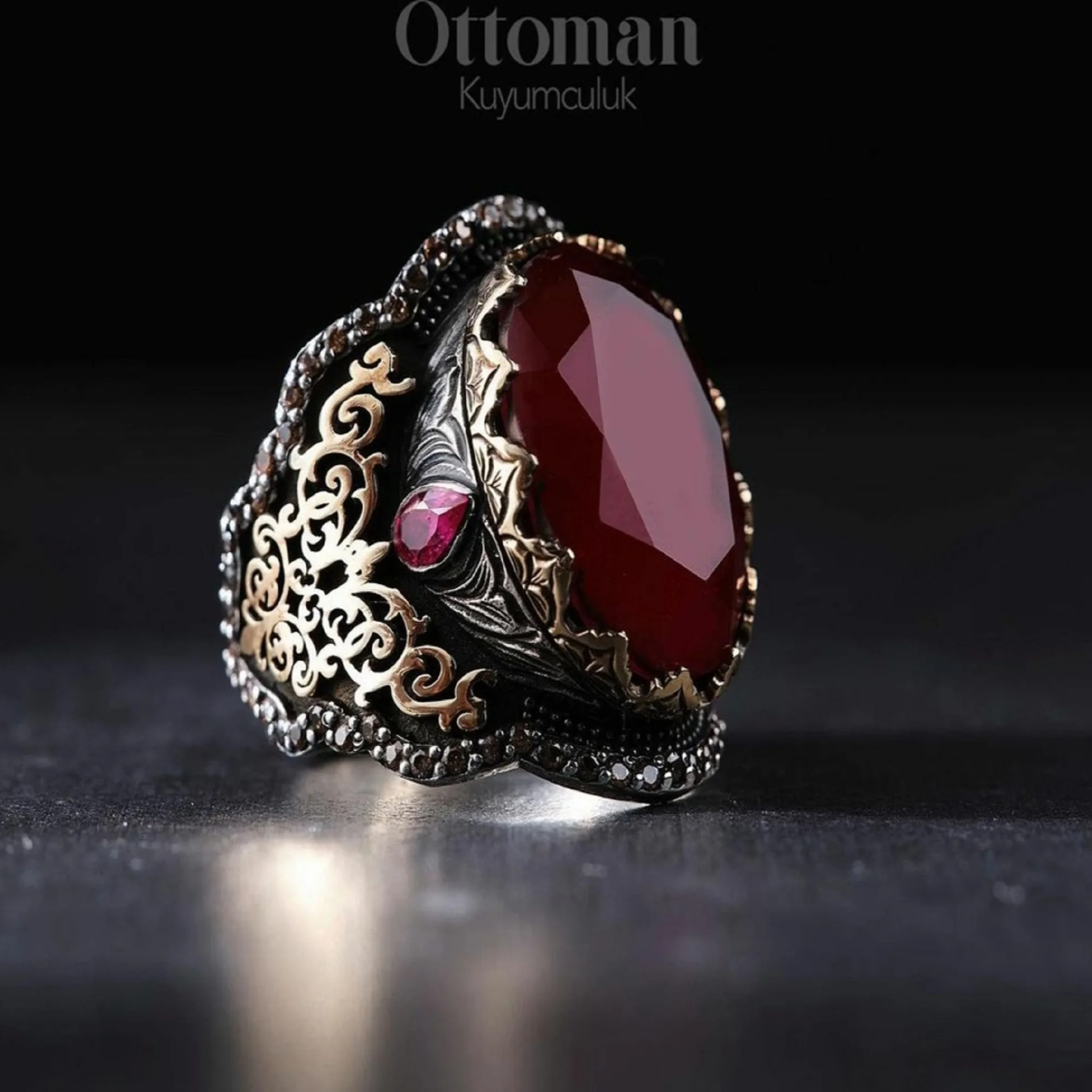 Silver Unisex Ring with Red Paraiba Stone, The Nobility of Silver, Decorated with Yellow and Black, Decorated with Strin Stones kqdance 925 sterling silver and black zircon high carbon diamond ruby ring with big rectangle red stone fine jewelry for women