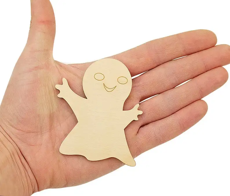 

Wooden Ghost (8cm) Shape Art Projects Craft Halloween Decoration Gift Decoupage Ornament 0366